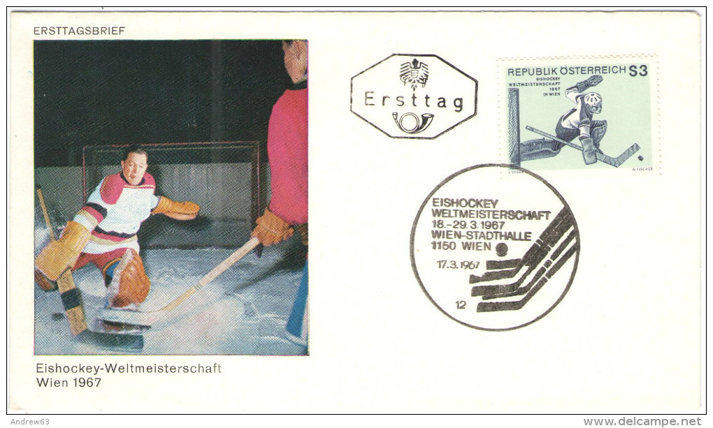 AUSTRIA - ÖSTERREICH - AUTRICHE - 1967 - EISHOCKEY-ICE HOCKEY-HOCKEY SUR GLACE-HOCKEY SU GHIACCIO - WIEN - FDC - Hockey (su Ghiaccio)