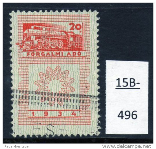 Hungary : 1934 Steam Locomotive Revenue 20f Used, Not Often Seen. - Trains