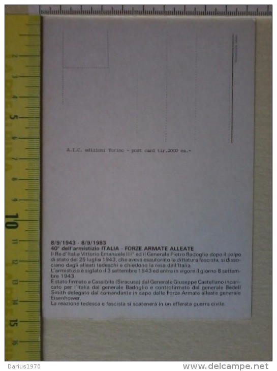 Cart.-   8-9-1943  1983 - 40° Dell'armistizio Italia-Forze Armate Alleate. - Altri & Non Classificati