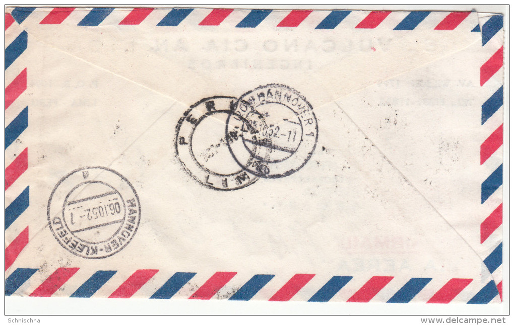 Brief-Kuvert, Lima Nach Hannover Adressiert, Peru-Beleg, Luftpost, 1952 - Peru