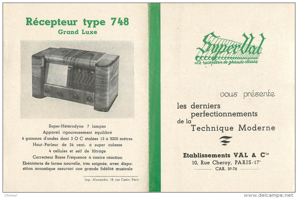 PUBLICITEE SUR SUPERVAL POSTE DE RADIO TYPE 648 TYPE 748 ET 748 GRAND LUXE - Werbung