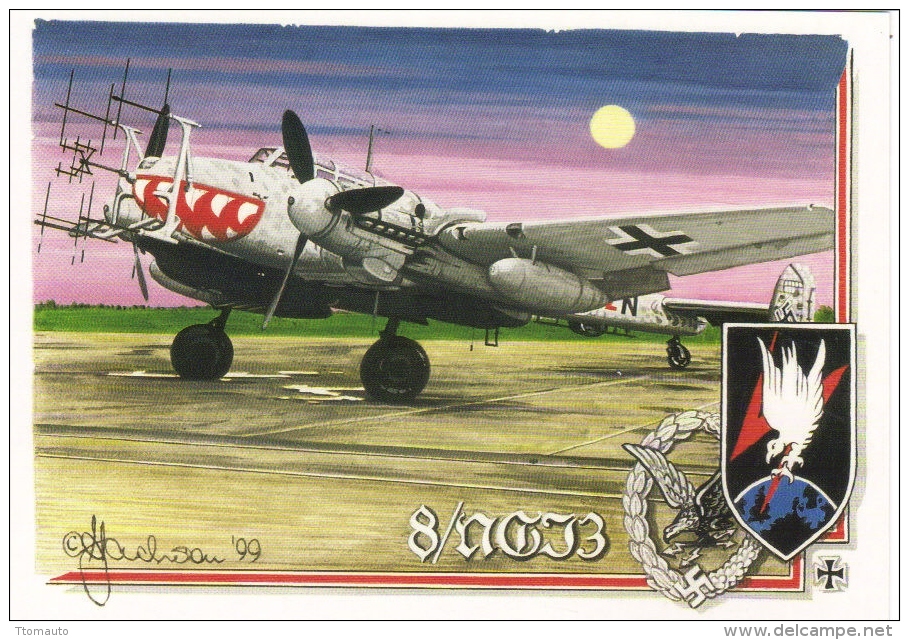 Messerschmitt Bf110G-4/R3  With FuG212 Radar   -  Luftwaffe   -  Art Carte Postale Par Tony Jackson - 1939-1945: 2. Weltkrieg