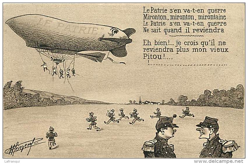 Militaires Militaria - Ref D517-humour -dessin Illustrateur -dirigeable Le Patrie - Theme Aviation -dirigeables - - Luchtschepen