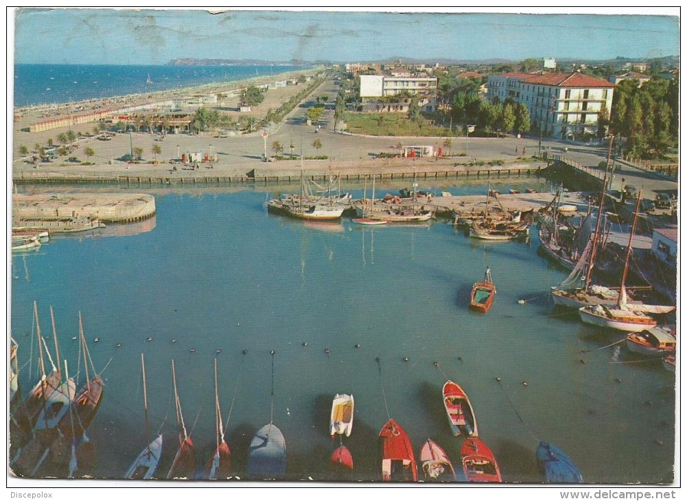 G3406 Riccione (Rimini) - Porto Canale E Panorama Con La Spiaggia - Barche Boats Bateaux / Viaggiata 1959 - Autres & Non Classés