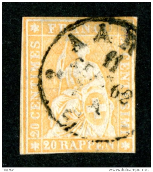 7911 - Swiss 1857  Michel #16 IIBym (o) Zu.#25G  ( Cat. 65.€ ) - Oblitérés