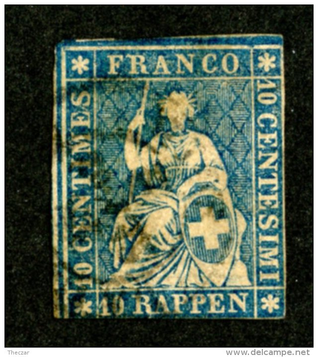 7914 - Swiss 1854  Michel #14 Ib (o) Zu.#23Ac  ( Cat. 550.€ ) - Used Stamps