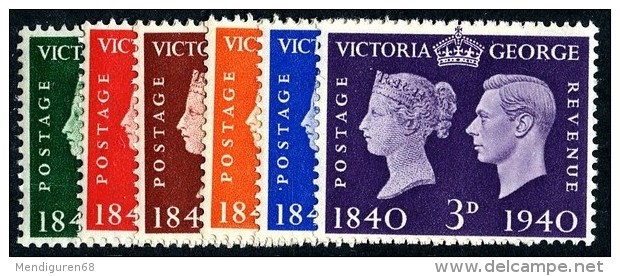 GB 1940 KING GEORGE VI STAMP CENTENARY SET (6) SG 479-484 MI 215-20 SC 252-257 IV 227-232 - Unused Stamps