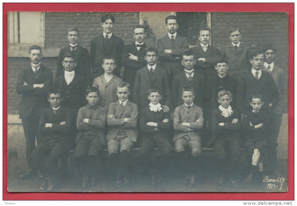 Braine-le-Comte - Groupe D'étudiants Et Professeur - Carte Photo - 1913 ( Voir Verso ) - Braine-le-Comte