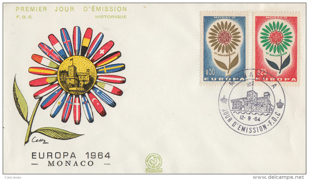 Enveloppe  FDC   1er  Jour   MONACO    Paire   EUROPA    1964 - 1964