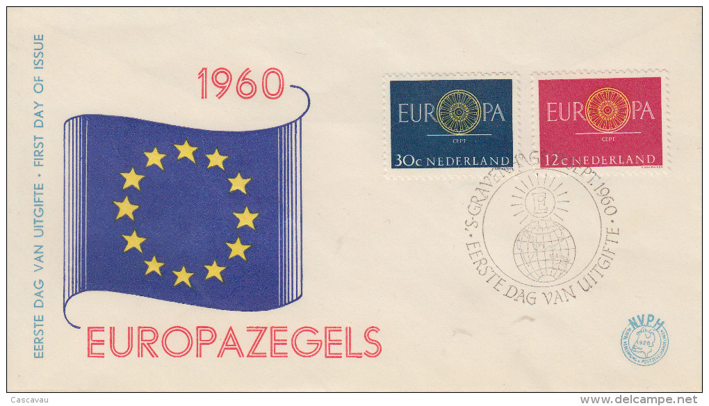 Enveloppe  1er  Jour   PAYS  BAS   Paire   EUROPA  1960 - 1960