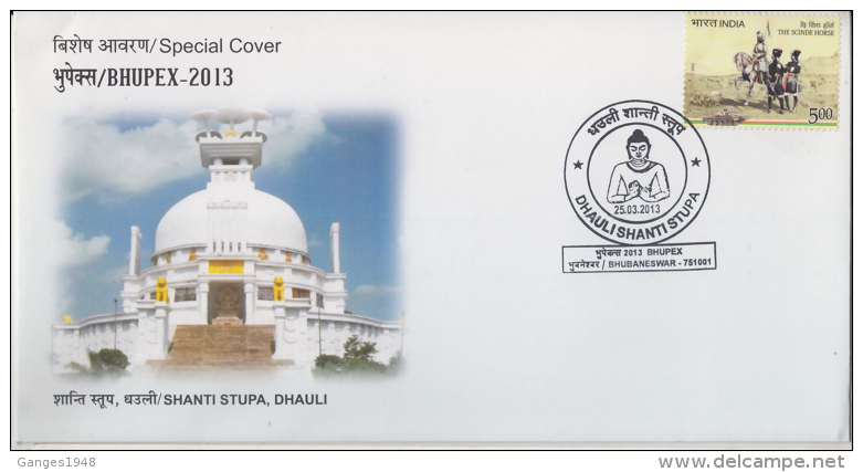 India 2013  Buddha Cancellation  Dhauli Shanti Stupa  Bhubneshwar   Special Cover # 86782  Inde Indien - Buddhism
