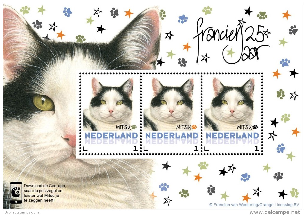 Nederland  2015  Katten 6 Cats Katzen   Velletje /sheetlet  Postfris/mnh/neuf - Neufs