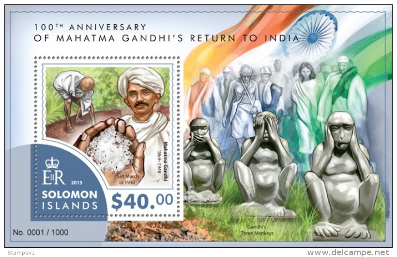 Solomon Islands. 2015 Mahatma Gandhi. (420b) - Mahatma Gandhi