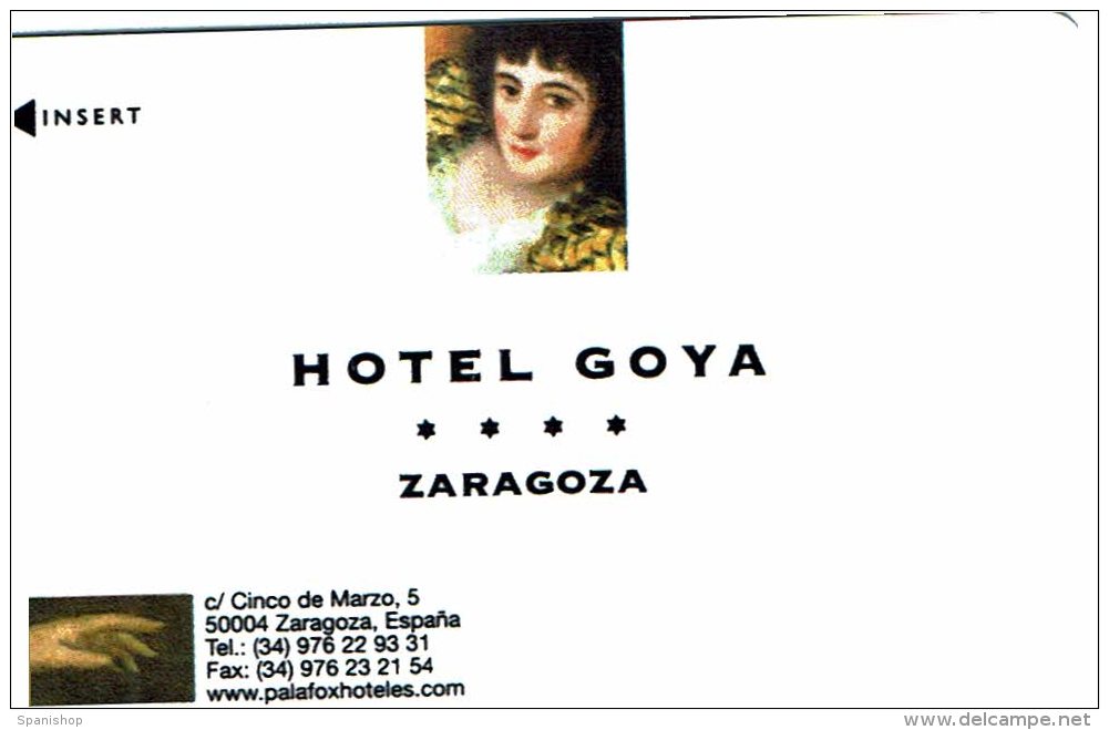 HOTEL GOYA ZARAGOZA, Llave Clef Key Keycard Hotelkarte - Hotel Labels