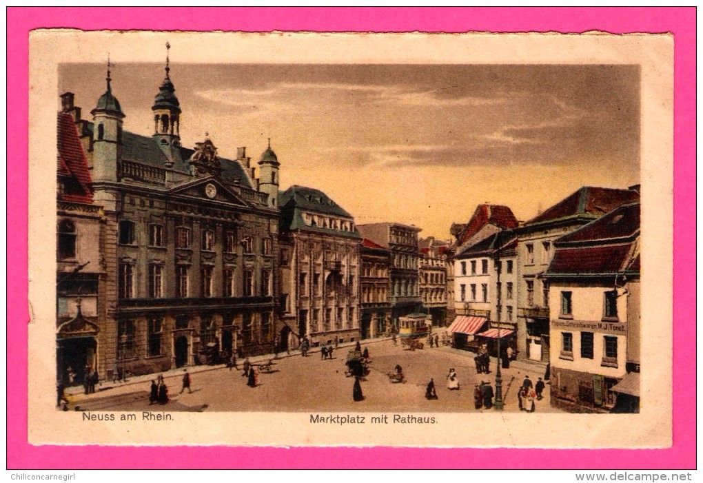 Neuss Am Rhein - Marktplatz Mit Rathaus - Animée - J.W.B. Nr. 122 - Colorisée - Neuss