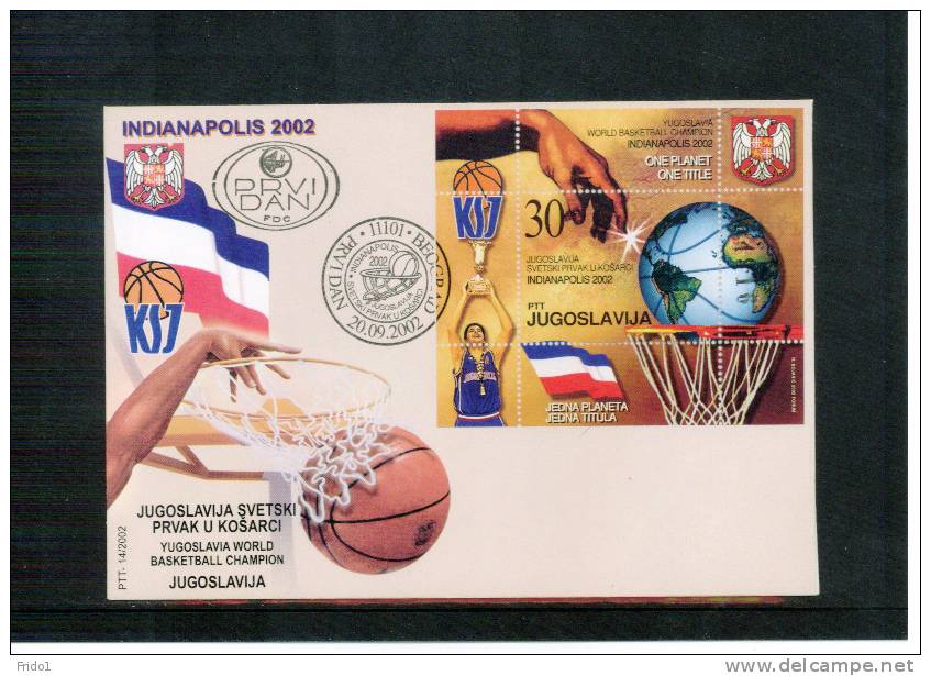 Jugoslawien / Yugoslavia / Yougoslavie 2000 World Champion In Basketball FDC - Basketball