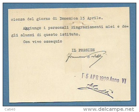 FORLI´ 1928 - BIGLIETTO R.LICEO SCENTIFICO FULCIERI PAULUCCI DI CALBOLI - CON STEMMI E FIRMA AUTOGRFA DEL PRESIDE - Altri & Non Classificati