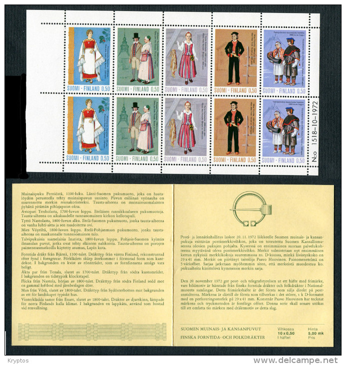 Finland 1972 - Folk Costumes - Block Of 10 Stamps In Booklet - Carnets