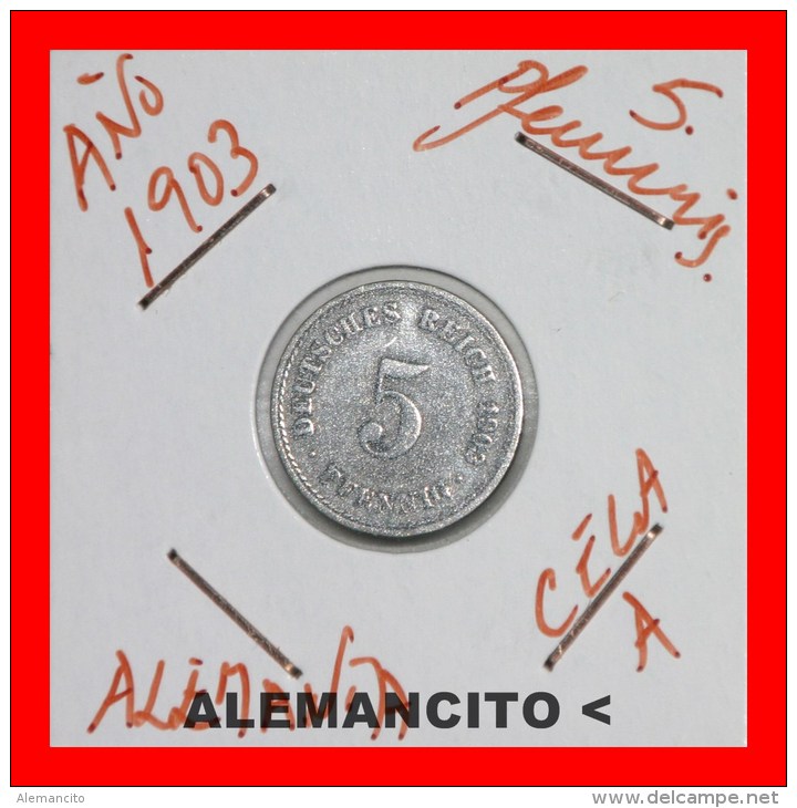 ALEMANIA  -   IMPERIO  -  DEUTSCHES REICH - 5 Pfn: AÑO 1903-A - 5 Pfennig