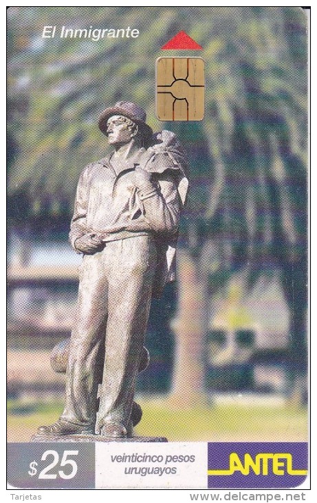 Nº 178 TARJETA DE URUGUAY DE ANTEL DE UNA ESCULTURA "EL INMIGRANTE" DE JUAN D'ANIELLO - Uruguay