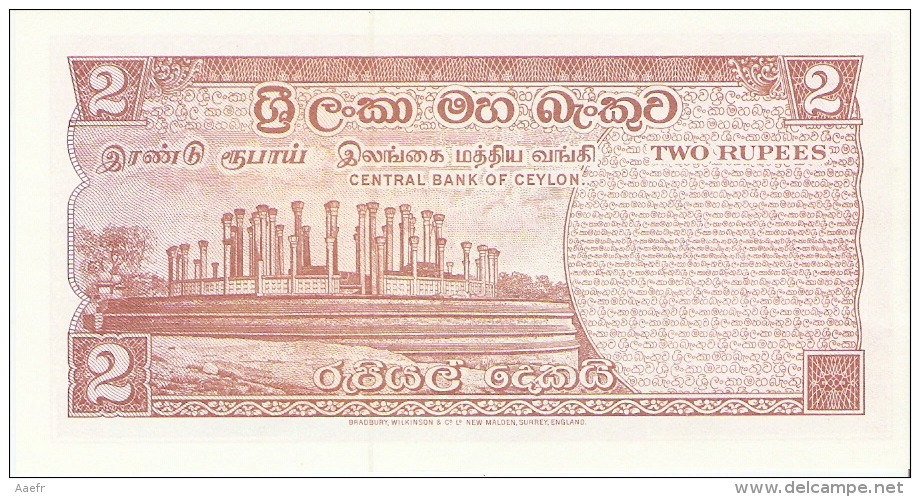Billet - SRI LANKA - 2 RUPEES -  21/8/1973 - NEUF, UNC. - Bouddha - Sri Lanka