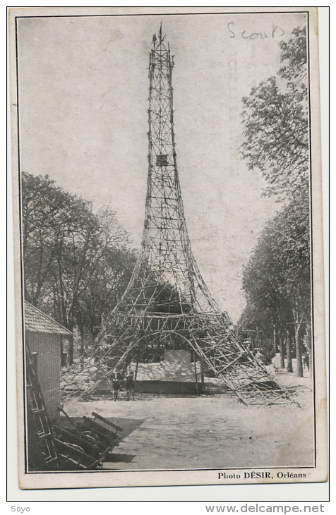 Scoutisme Scouts De France Erection Tour Eiffel En Bois A Orleans Loiret Avril 1931 4000 Heures  Photo Desir - Scoutisme