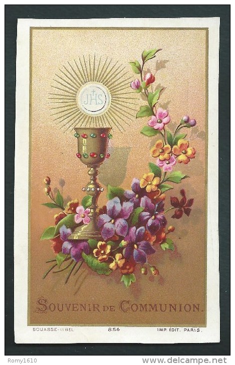 Souvenir De Communion. Charles Meert. Collège St. Joseph, Alost. 1884.  Bouasse-Lebel N°854. - Images Religieuses