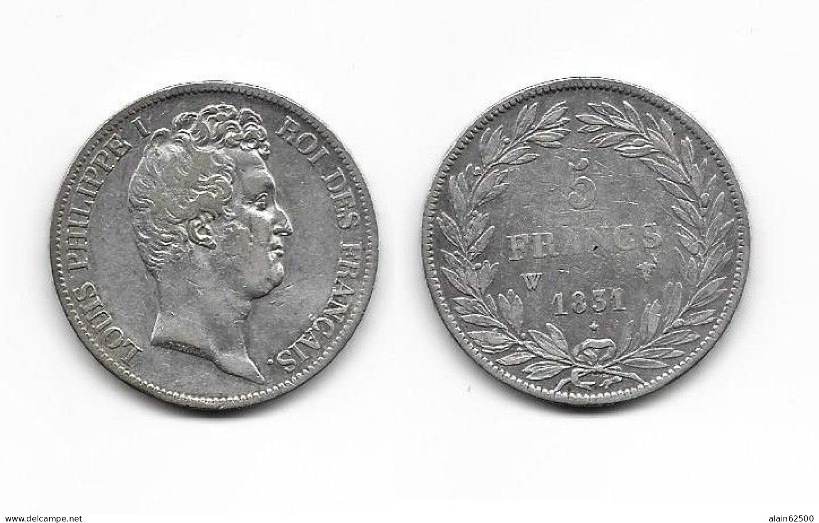LOUIS - PHILIPPE I . 5 FRANCS . 1831 W . ( LILLE ). TRANCHE EN CREUX . - 5 Francs