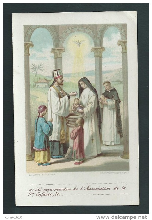 L. Turgis - Oeuvre De La Sainte-Enfance. Belle Lithographie.  Le  Baptème. - Images Religieuses