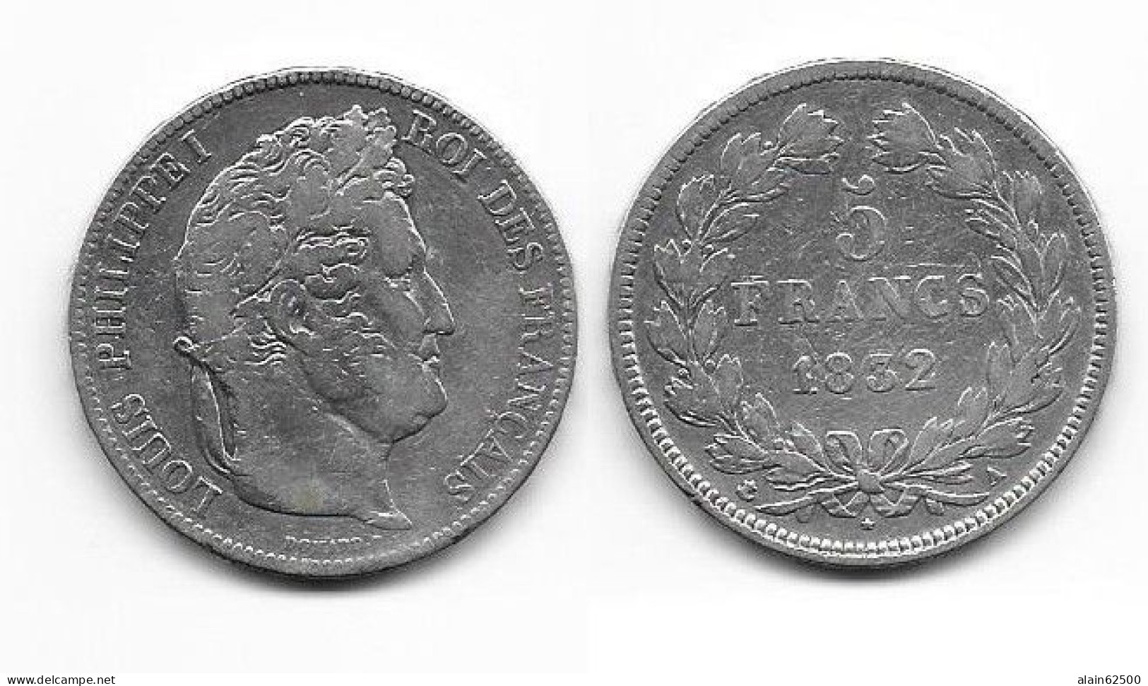 LOUIS - PHILIPPE I . 5 FRANCS . TÊTE LAUREE . 1832 A . ( PARIS ). TRANCHE EN RELIEF . - 5 Francs