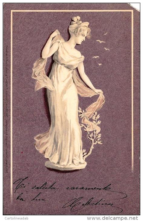 [DC4366] CARTOLINA - FIGURA FEMMINILE DONNA - Viaggiata 1901 - Old Postcard - Non Classificati