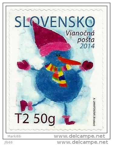 2014 Timbre Auto Adhésif Poste De Noel Bonhomme De Neige En Patins à Glace YT 654 / Christmas Self Adhesive Stamp - Unused Stamps