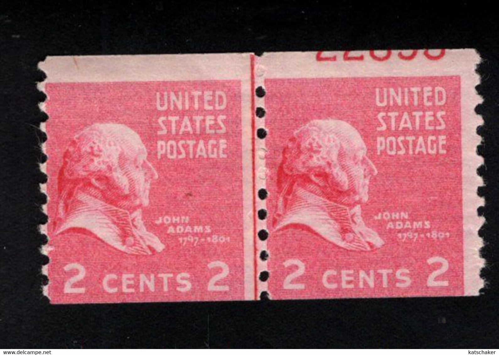 206334581 1939 (XX) POSTFRIS MINT NEVER HINGED  SCOTT  841 Joint Line Pair JOHN ADAMS - Unused Stamps