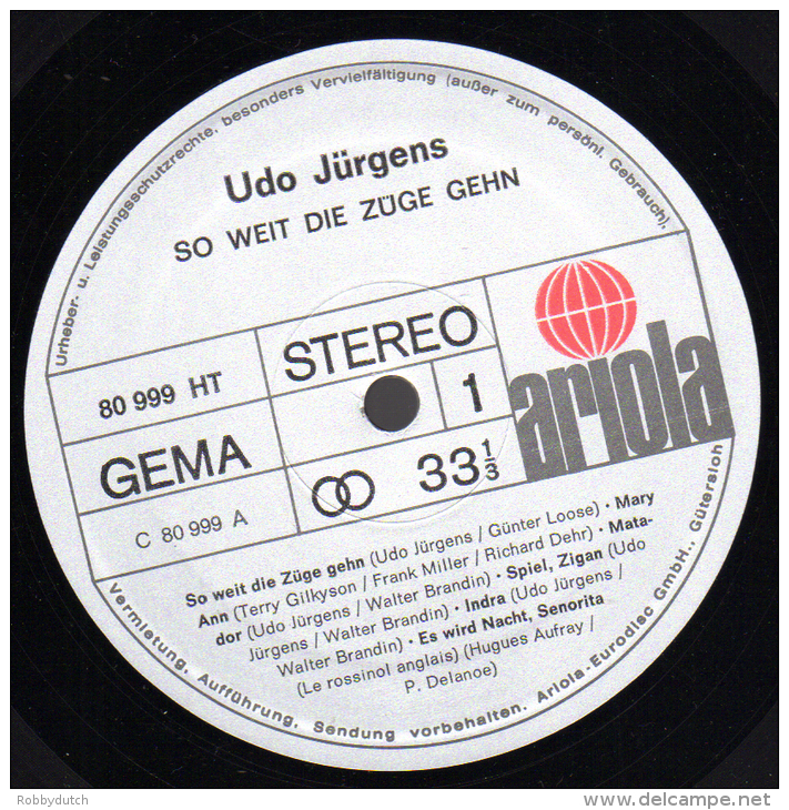 * LP *  UDO JÜRGENS - SO WEIT DIE ZÜGE GEHN (Germany 1973 EX-!!!) - Autres - Musique Allemande