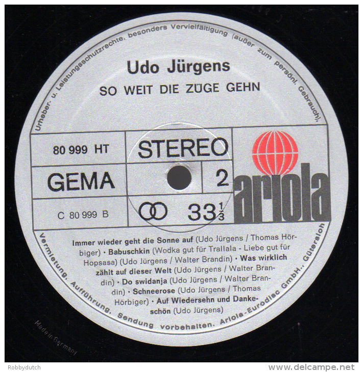 * LP *  UDO JÜRGENS - SO WEIT DIE ZÜGE GEHN (Germany 1973 EX-!!!) - Other - German Music