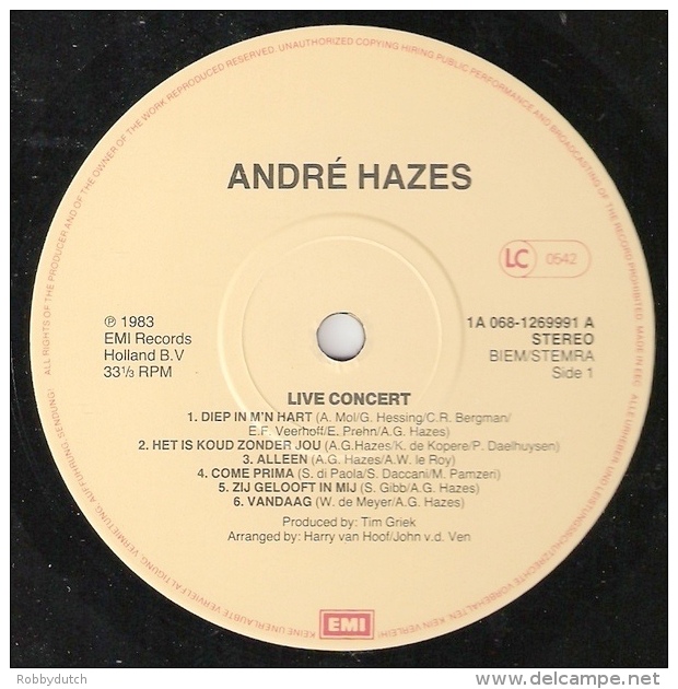 * LP *  ANDRE HAZES - LIVE CONCERT (Holland 1983 EX-!!!) - Andere - Nederlandstalig