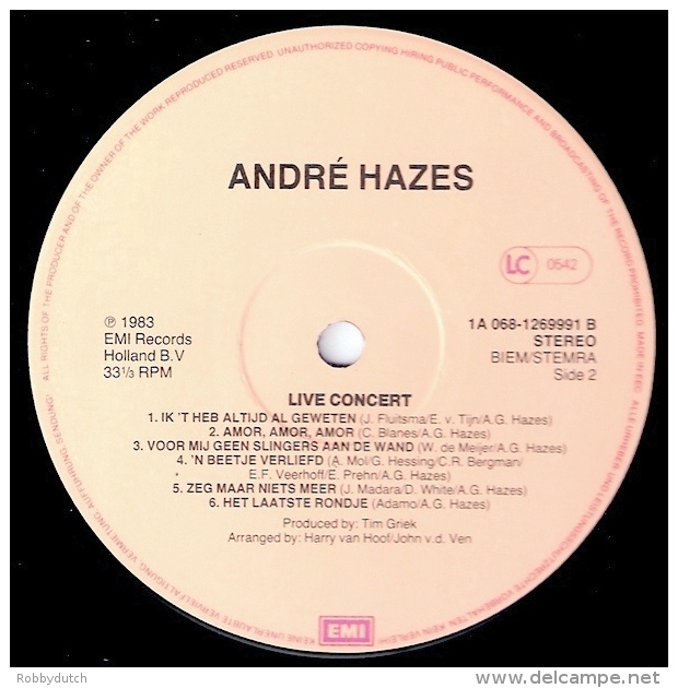 * LP *  ANDRE HAZES - LIVE CONCERT (Holland 1983 EX-!!!) - Sonstige - Niederländische Musik