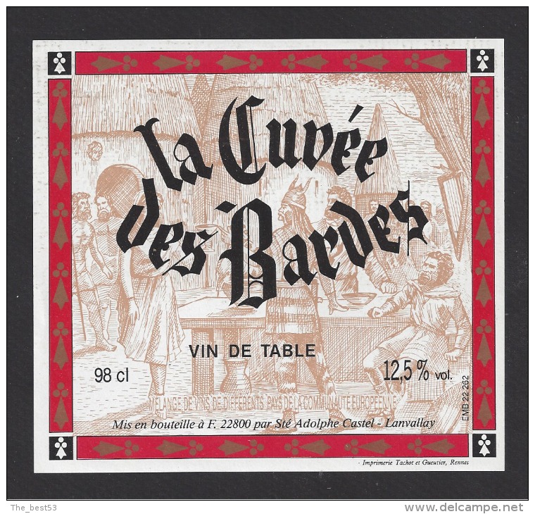 Etiquette De Vin De Table 98 Cl  -   La Cuvée Des Bardes  -   Thème Musique  -   A. Castel  à  Lanvallay  (22) - Musik