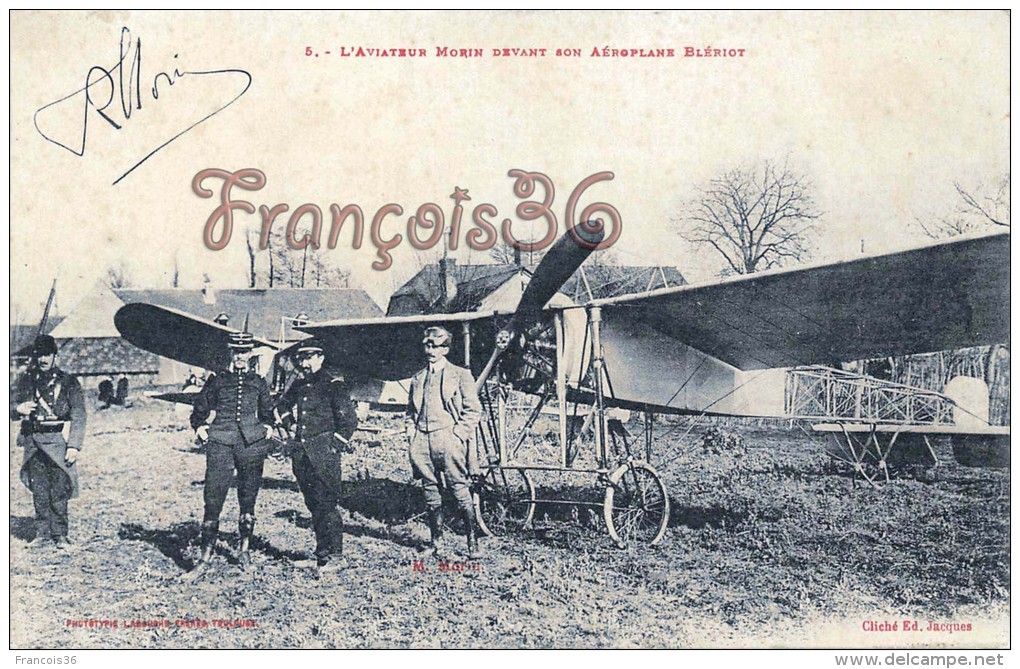 Aviation - L'Aviateur Morin Devant Son Aéroplane Blériot - 2 SCANS - Autres & Non Classés