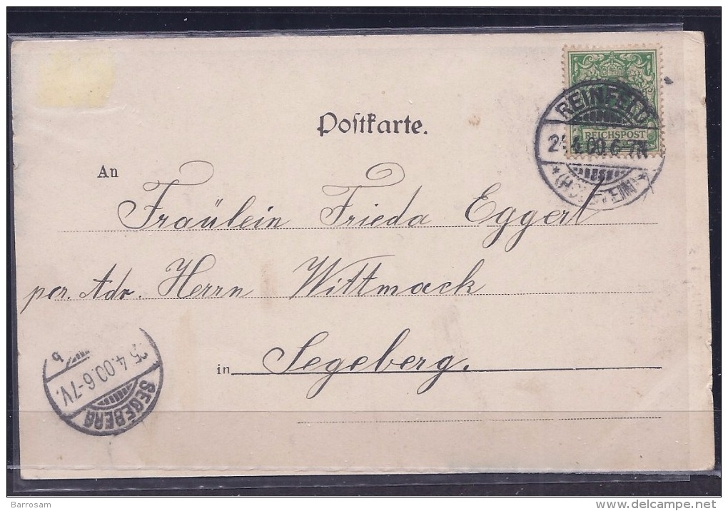 Germany1900:LübeckerRathaus On Card From Reinfeld To Segeberg - Briefe U. Dokumente