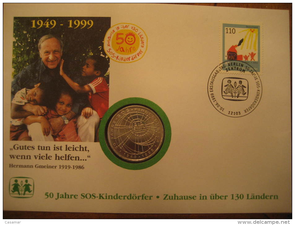 KM # 198 Germany 1999 SILVER Unc SOS Kinder Coin - Ensayos & Reacuñaciones