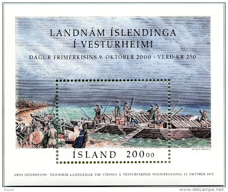 N° Yvert 27 - Bloc Timbre D'Islande (2000) - MNH - Débarquement Émigrants Islandais Winnipy Lac Manitoba (1) (JS) - Nuovi