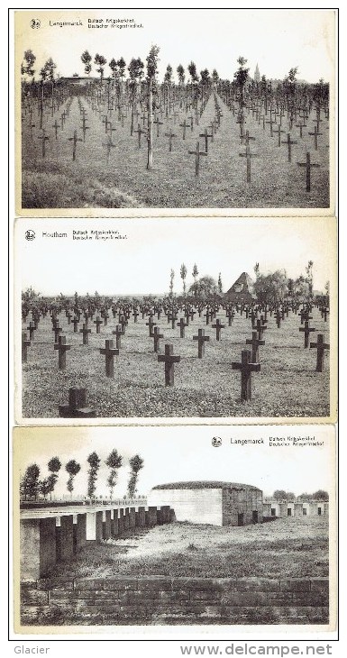 Duitsche Kriegerkerkhoven Langemarck - Zillebeke - Houthem - Lot Van 5 Kaarten ( 5 Scans ) - Langemark-Poelkapelle