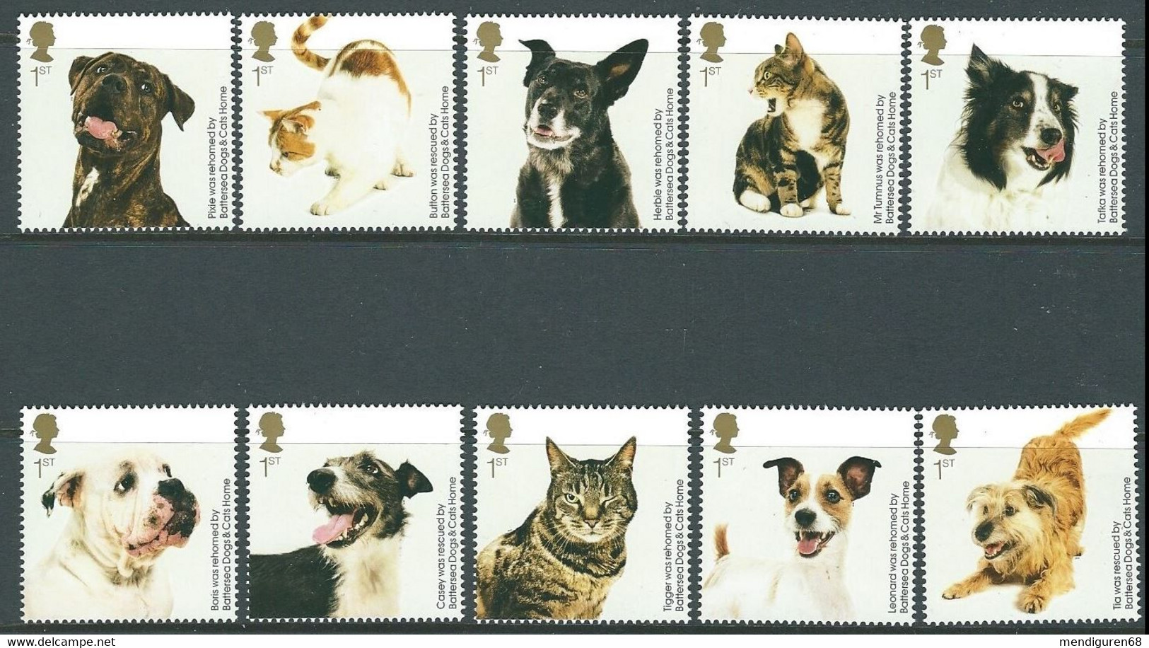 GROSSBRITANNIEN GRANDE BRETAGNE GB 2010 BATTERSEA DOGS AND CATS SET OF 10 MNH SG 3036-45 MI 2900-9 SC 2757-66 YT 3284-93 - Unused Stamps