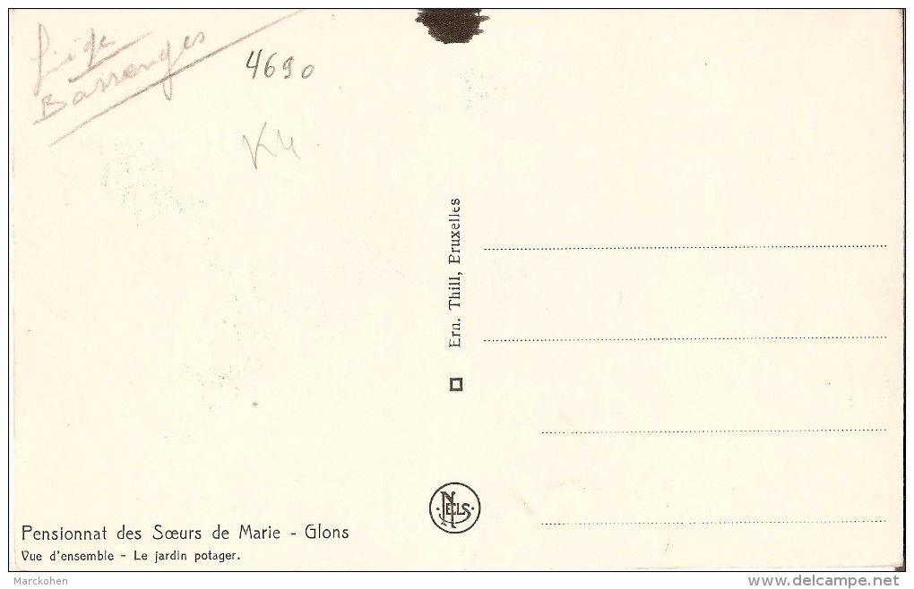 BASSENGE (4690) : GLONS - PENSIONNAT DES SOEURS DE MARIE. VUE D´ENSEMBLE -  JARDIN POTAGER. CPA. - Bassenge
