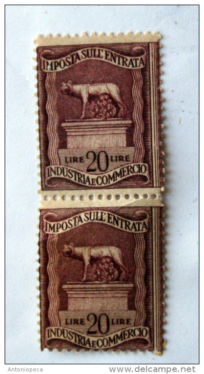 ITALIA 1946 IMPOSTA SULL'ENTRATA LIRE 20 STRISCIA DI 2 MNH**  GOMMA ORIGINALE - Steuermarken