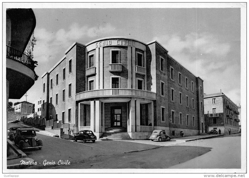 02748 "MATERA - GENIO CIVILE" ANIMATA, AUTO ´50, ARCH. ´900. CART. SPED. 1956 - Matera