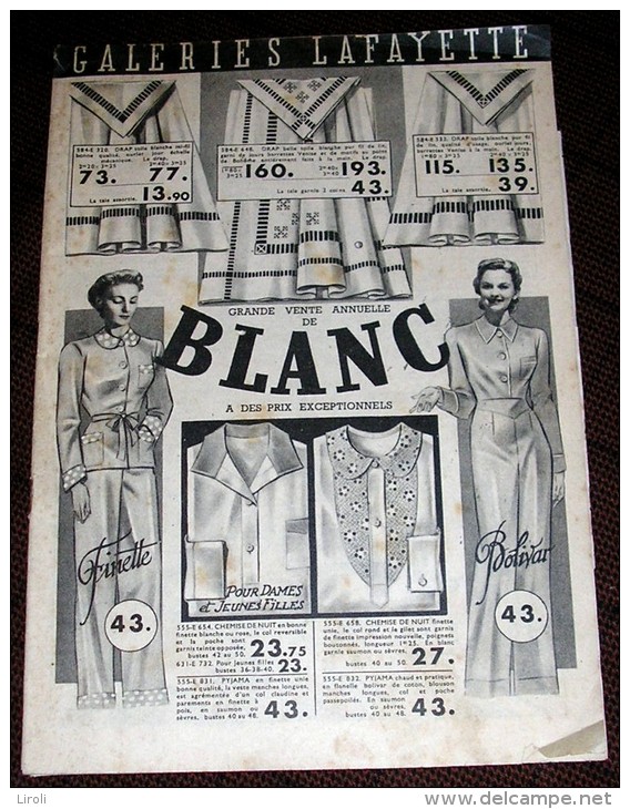 Catalogue. GALERIES LAFAYETTE. BLANC. 1939. Décembre - Mode