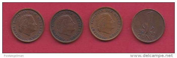 NEDERLAND, 1951, 4 Coins Of 1 Cent, Queen Juliana, Bronze, C2749 - 1948-1980 : Juliana