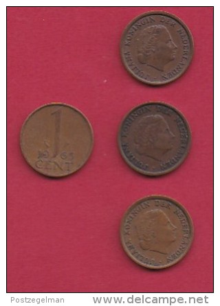 NEDERLAND, 1965, 4 Coins Of 1 Cent, Queen Juliana, Bronze, C2763 - 1948-1980 : Juliana